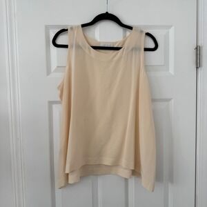 Eskandar Sleeveless Silk Tank Top 1 10/12 White Cream Beige Luxury Solid Neutral